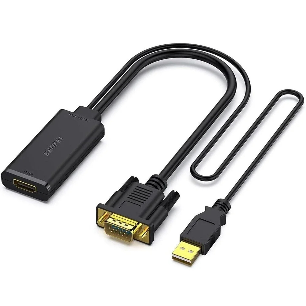 Benfei HDMI to VGA Adapter with Audio and USB Power Support, Gold-Plated